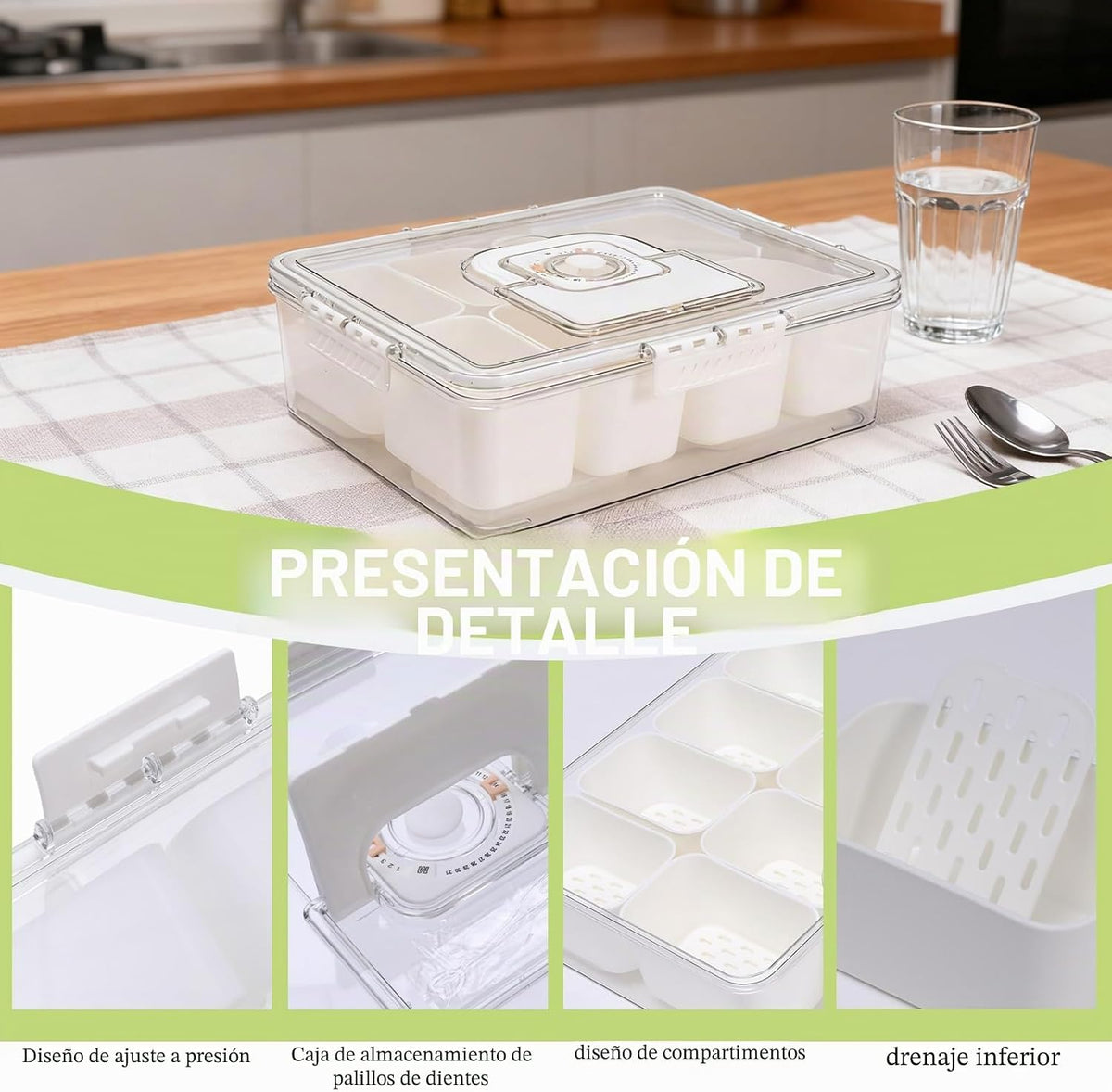 Nevera Portátil Con Asas Para Picnic, Viajes Y Fiestas Al Aire Libre, Con Compartimento Para Hielo Para Aperitivos Frescos, Frutas Y Verduras, Práctico Organizador Para Viajes