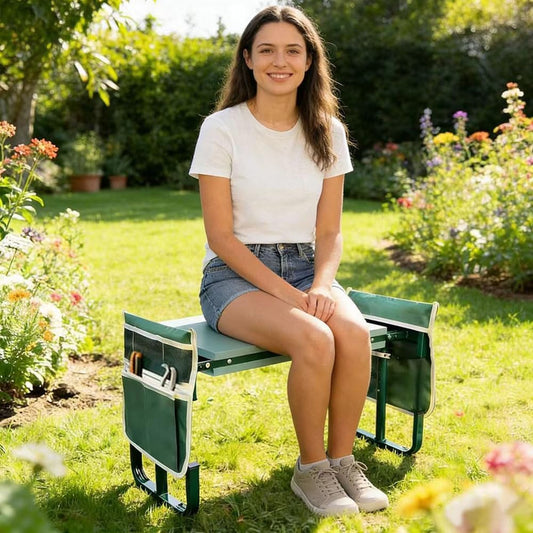 Asiento De Jardín Kneeler 2 En 1 Con Bolsa Para Herramientas, 60X52X27Cm Banco De Jardinería Plegable, Portátil Y Plegable Banco De Rodillas, Taburete Reclinatorio De Jardín (Verde)