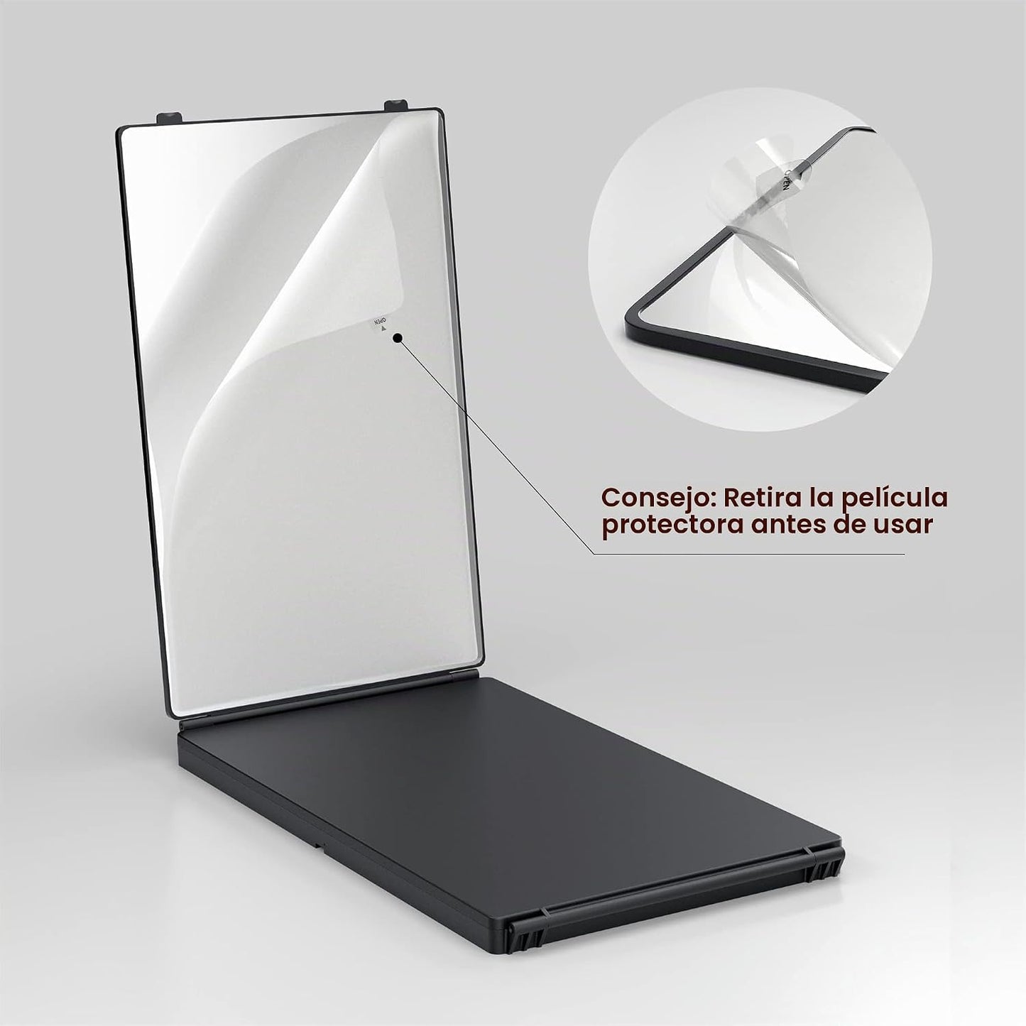 Espejo De Pared 360°, Triple Plegable, Con Corte Automático, Altura Regulable, Para Peluquería, Maquillaje, Afeitado Y Peinado, Sin Luz LED