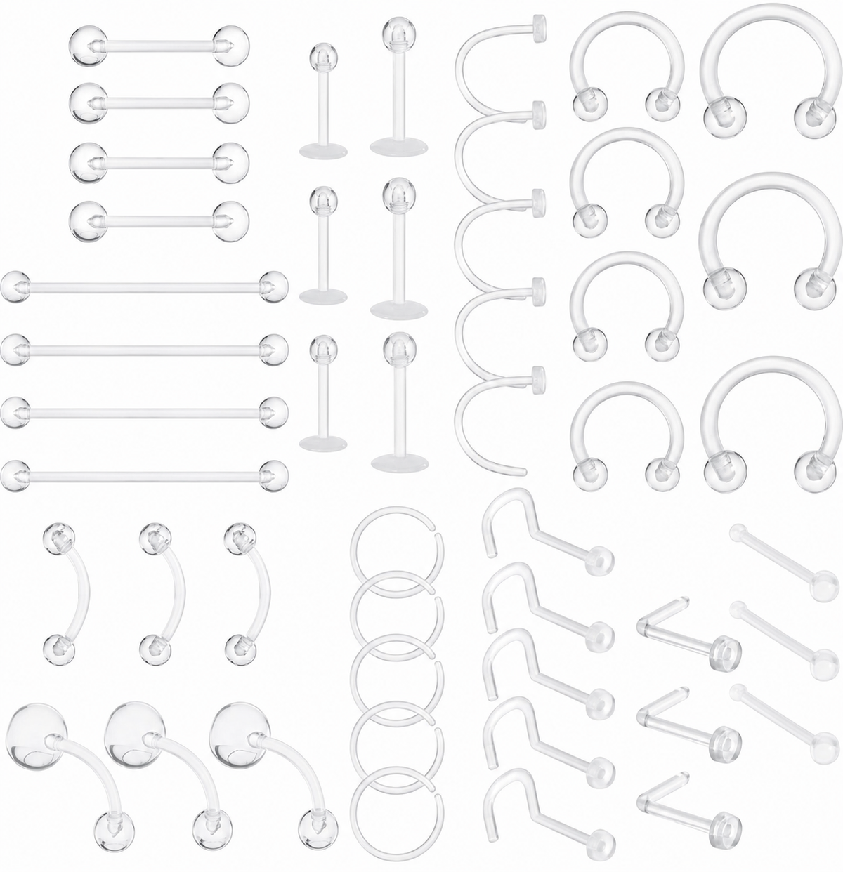 48 Piercings Acrílicos Transparentes