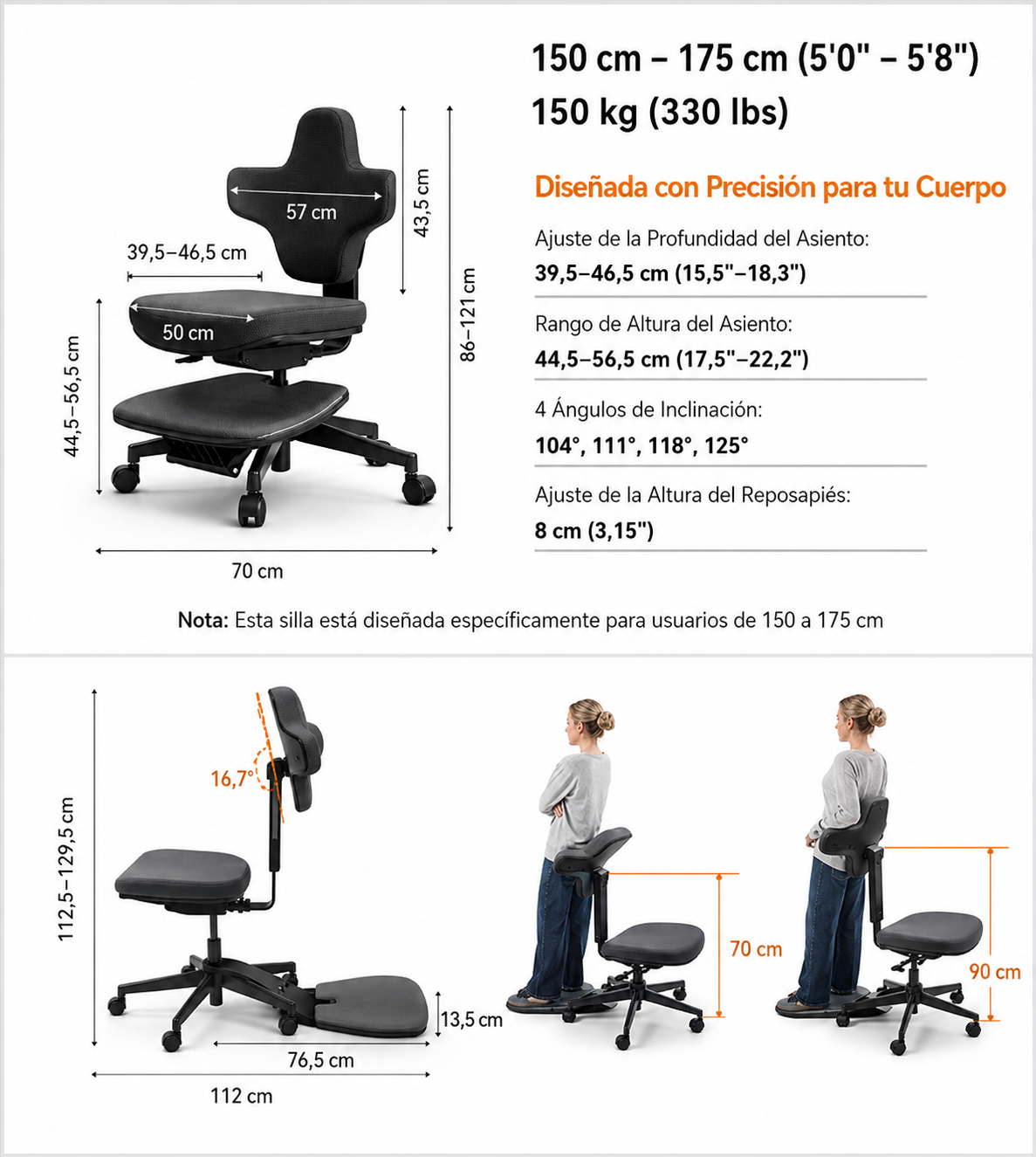 Silla Ergonómica De Pie y Sentado