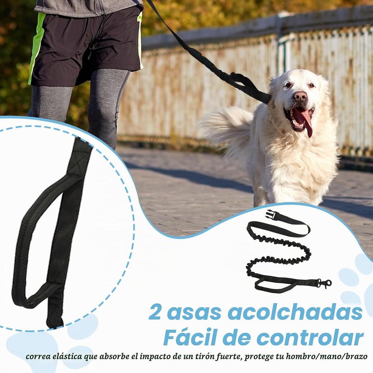 Correa Perro Cintura, 1.25 M-2.2 M Belt Perro Manos Libres Elástica Con Bolsillo, Correa Running Perro Belt, Con Costuras Reflectantes, Para Entrenar, Caminar, Trotar Y Correr Con Tu Mascota