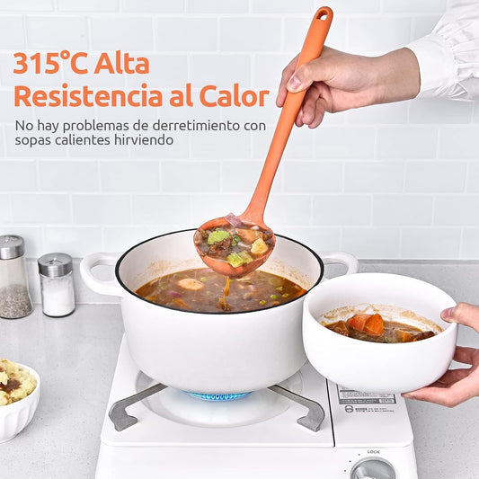 U-Taste 34 Cm Cucharón Silicona Sopa, Resistente Calor 315℃, Naranja