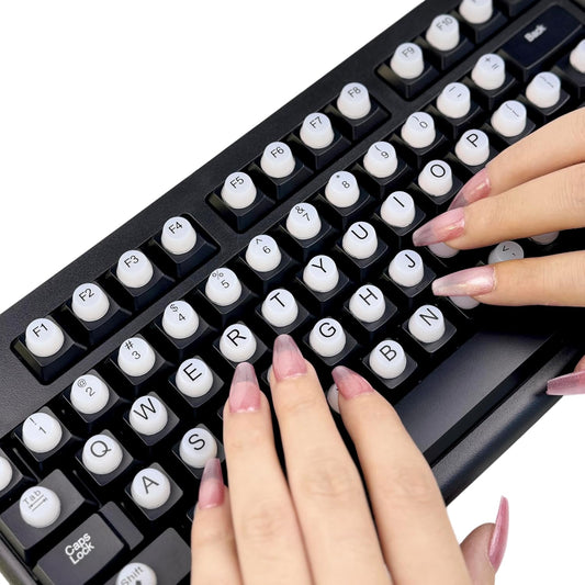 64 Piezas De Pegatinas Elevadas Para Teclado Para Uñas Largas Con Letras, Teclas Suaves De Silicona, Cubiertas De Teclado Autoadhesivas (Blanco)
