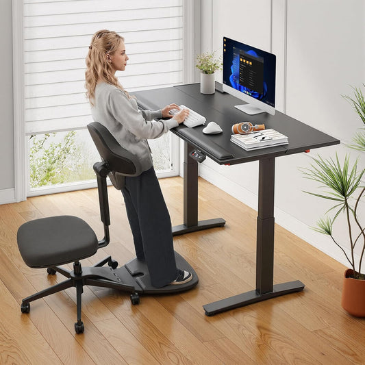 Newtral Silla De Oficina Ergonómica Con Asiento Y Respaldo Acolchados, Regulable En Altura, Para Sentarse Y Apoyarse De Pie, Incluye Alfombra Antifatiga Para Mayor Confort