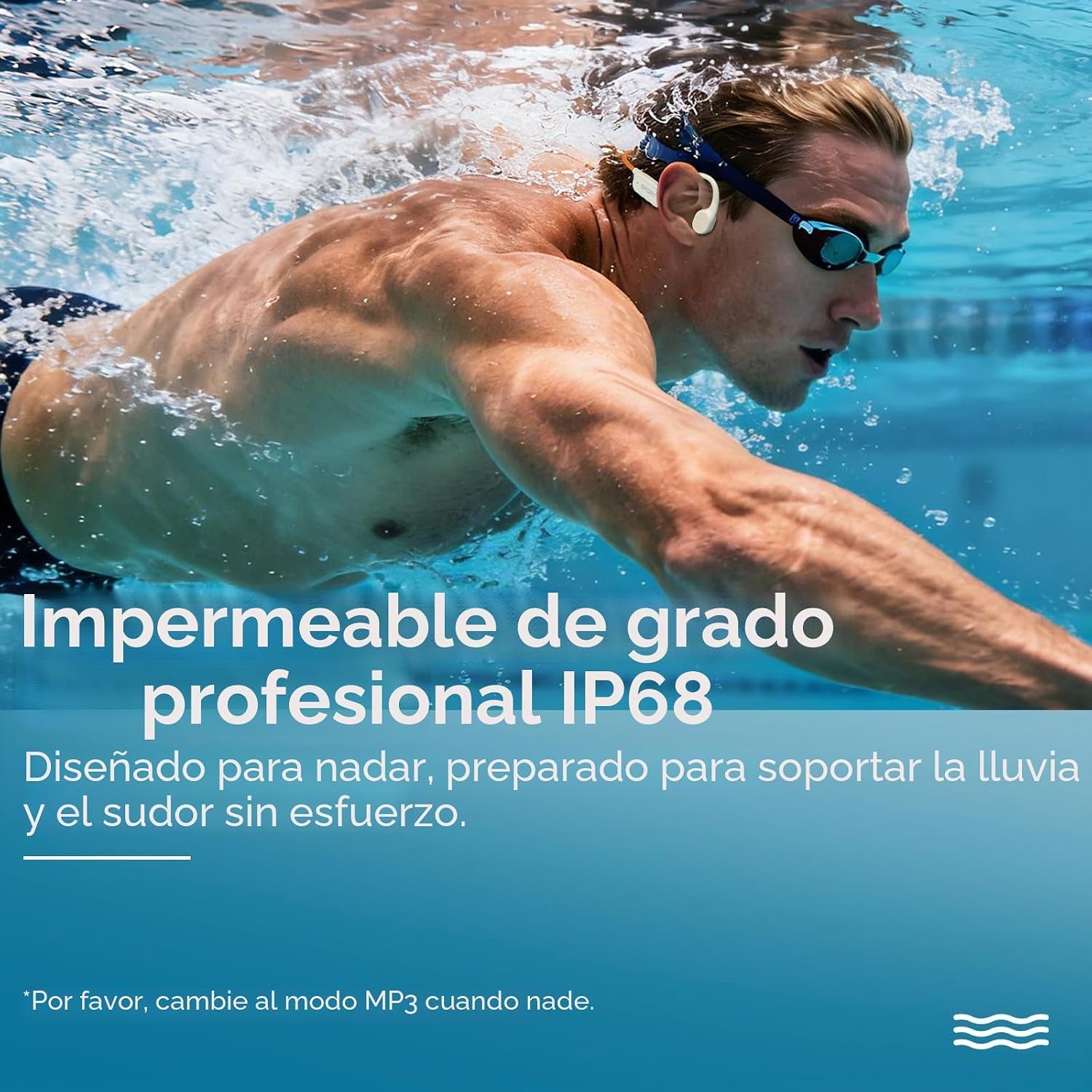 B11 Bone Conduction Headphones, IP68 Waterproof Earbuds for Swimming, 32GB & Bluetooth 6.0 Wireless Underwater Open Ear Headphones with Mic for Sport (Orange)
