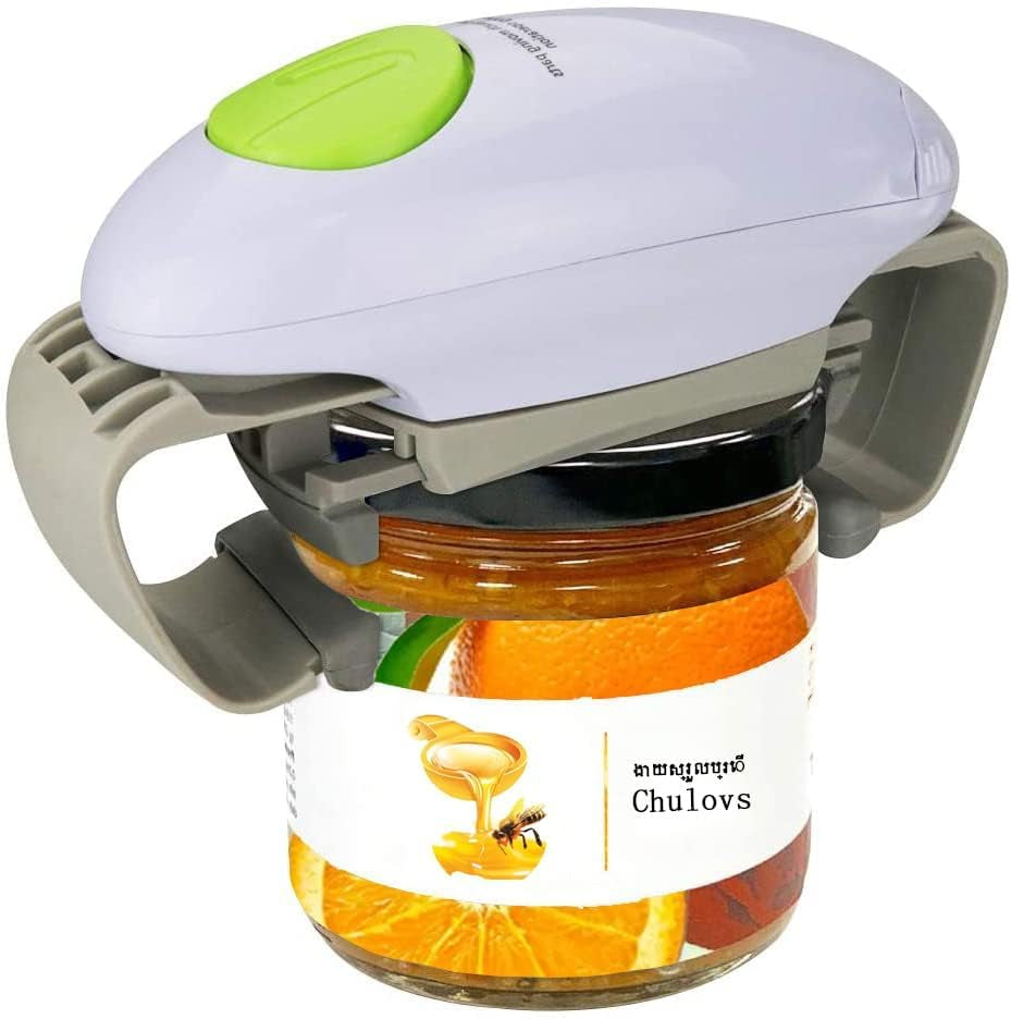 Chulovs Abridor De Tarros Eléctrico, Accesorio De Cocina, Abrelatas Automático Para Nuevos Frascos Sellados, El Abrelatas De Manos Libres Con Menos Esfuerzo Para Abrir (Blanco)