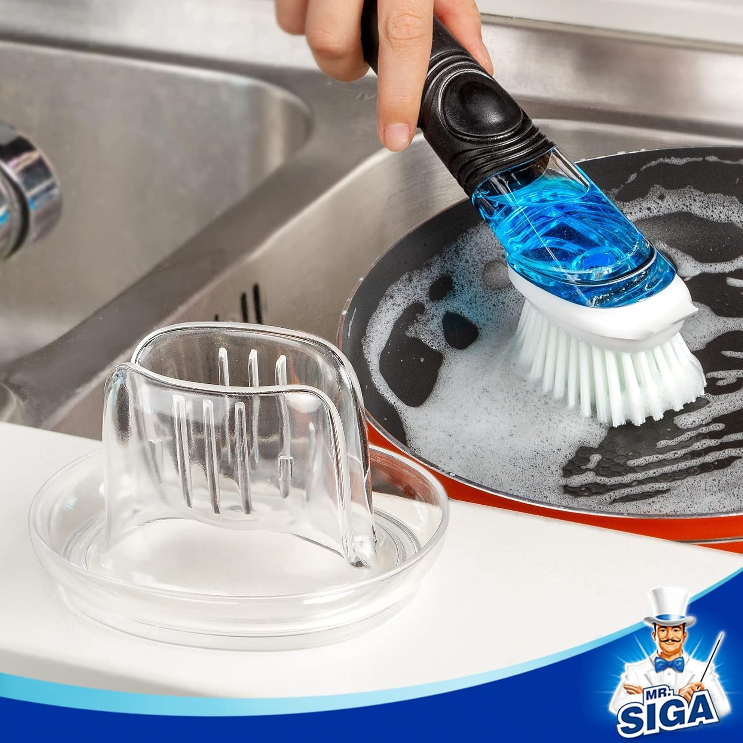 MR.SIGA Cepillo De Repuesto Para Cepillos De Lavavajillas Con Dispensador De Jabón, Paquete De 4
