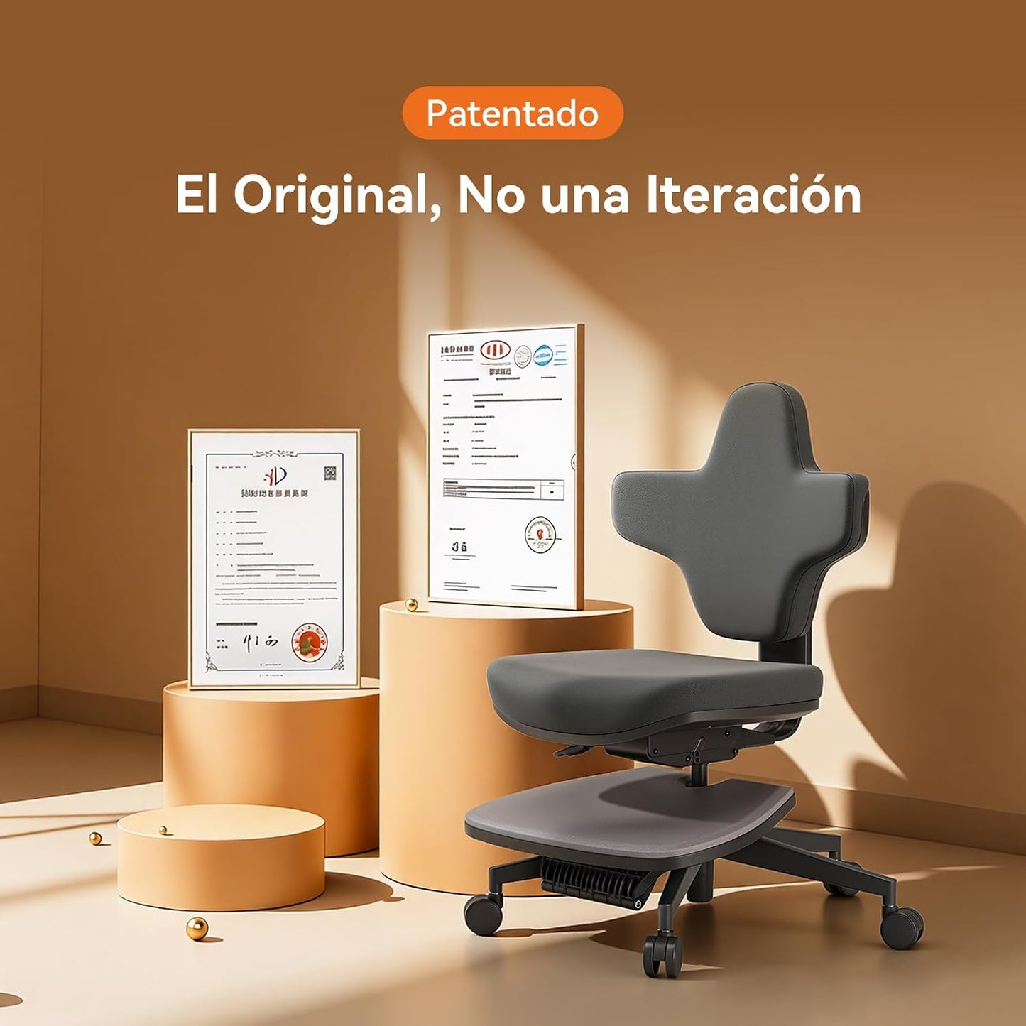 Newtral Silla De Oficina Ergonómica Con Asiento Y Respaldo Acolchados, Regulable En Altura, Para Sentarse Y Apoyarse De Pie, Incluye Alfombra Antifatiga Para Mayor Confort
