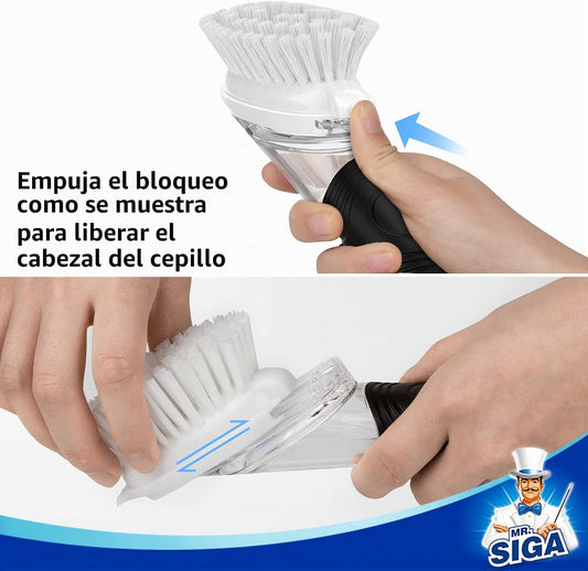 MR.SIGA Cepillo De Repuesto Para Cepillos De Lavavajillas Con Dispensador De Jabón, Paquete De 4