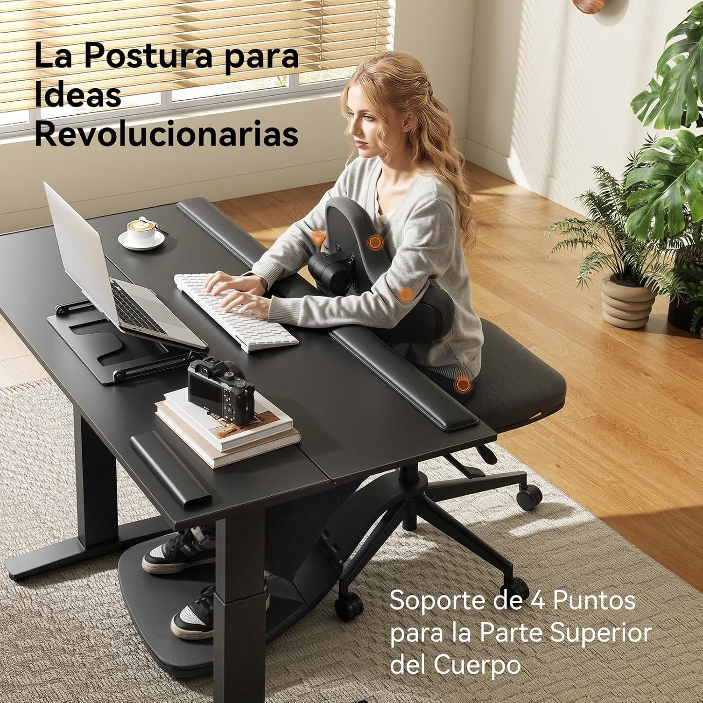 Newtral Silla De Oficina Ergonómica Con Asiento Y Respaldo Acolchados, Regulable En Altura, Para Sentarse Y Apoyarse De Pie, Incluye Alfombra Antifatiga Para Mayor Confort