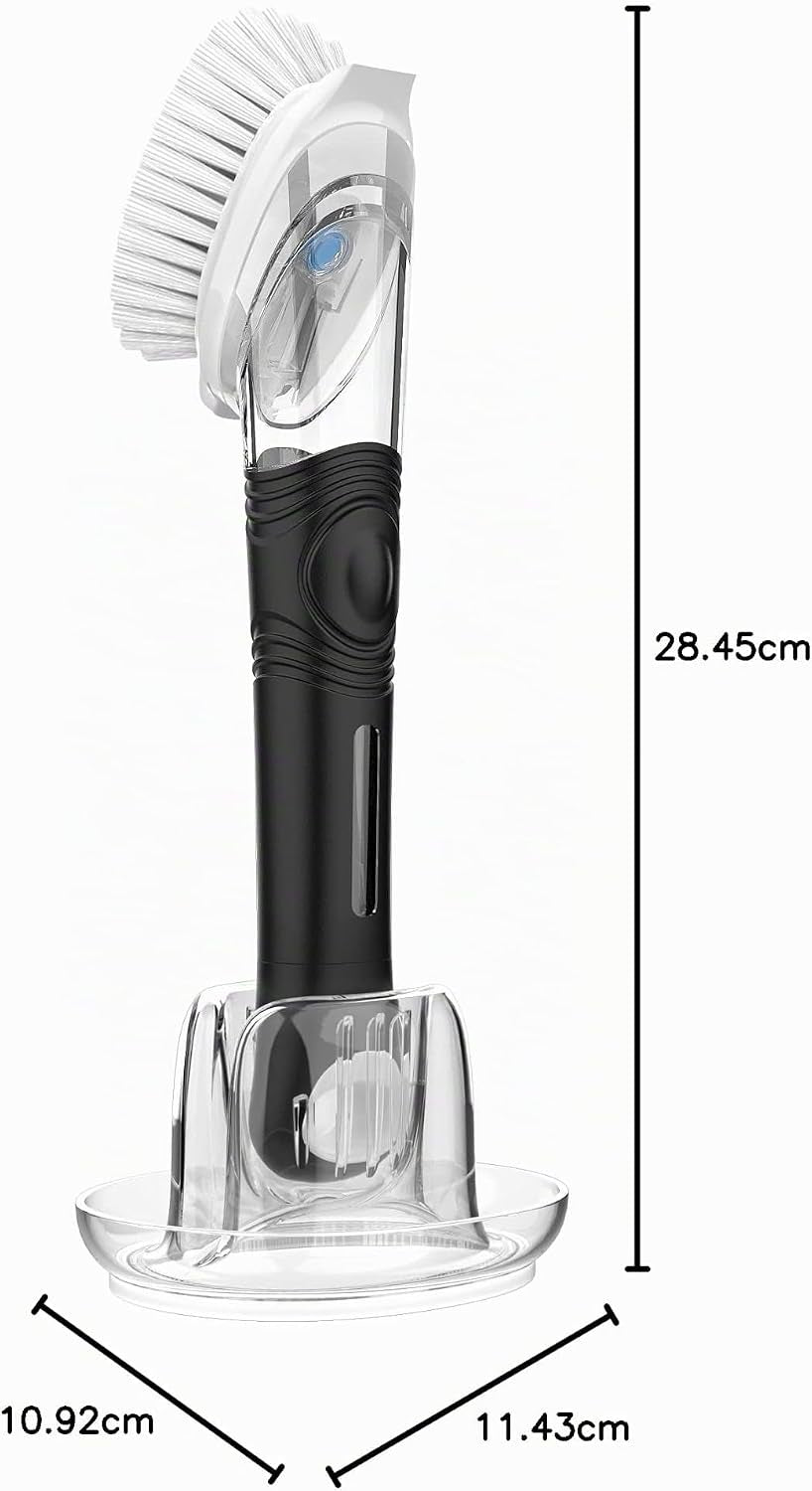 MR.SIGA Set De Cepillo Con Dispensador De Jabón Y Soporte | Cepillo Fregador Con Dispensador De Jabón Para Platos, Incluye Raspador Integrado