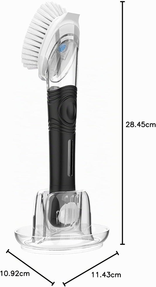 MR.SIGA Set De Cepillo Con Dispensador De Jabón Y Soporte | Cepillo Fregador Con Dispensador De Jabón Para Platos, Incluye Raspador Integrado