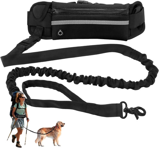 Correa Perro Cintura, 1.25 M-2.2 M Belt Perro Manos Libres Elástica Con Bolsillo, Correa Running Perro Belt, Con Costuras Reflectantes, Para Entrenar, Caminar, Trotar Y Correr Con Tu Mascota