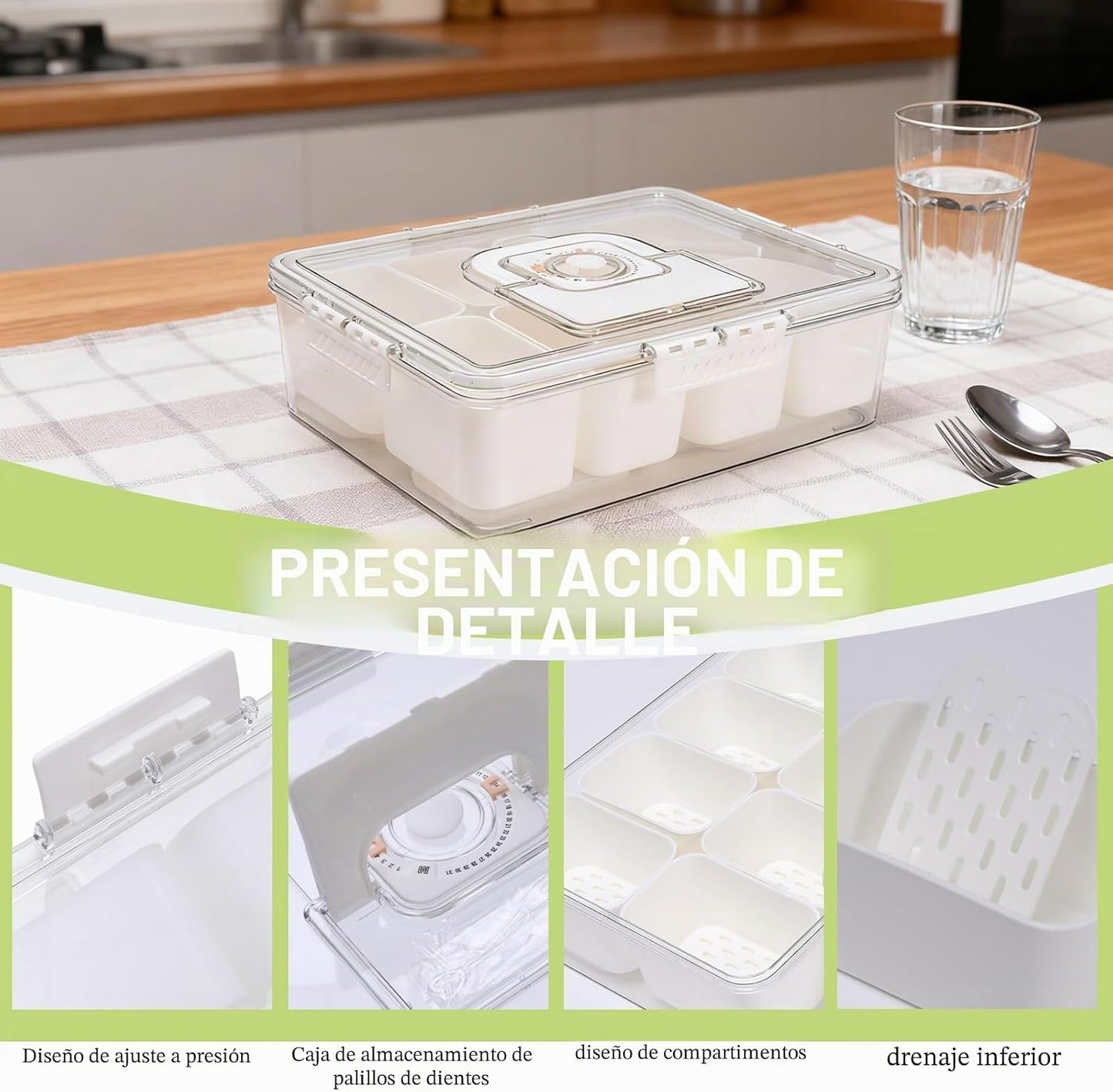 Nevera Portátil Con Asas Para Picnic, Viajes Y Fiestas Al Aire Libre, Con Compartimento Para Hielo Para Aperitivos Frescos, Frutas Y Verduras, Práctico Organizador Para Viajes