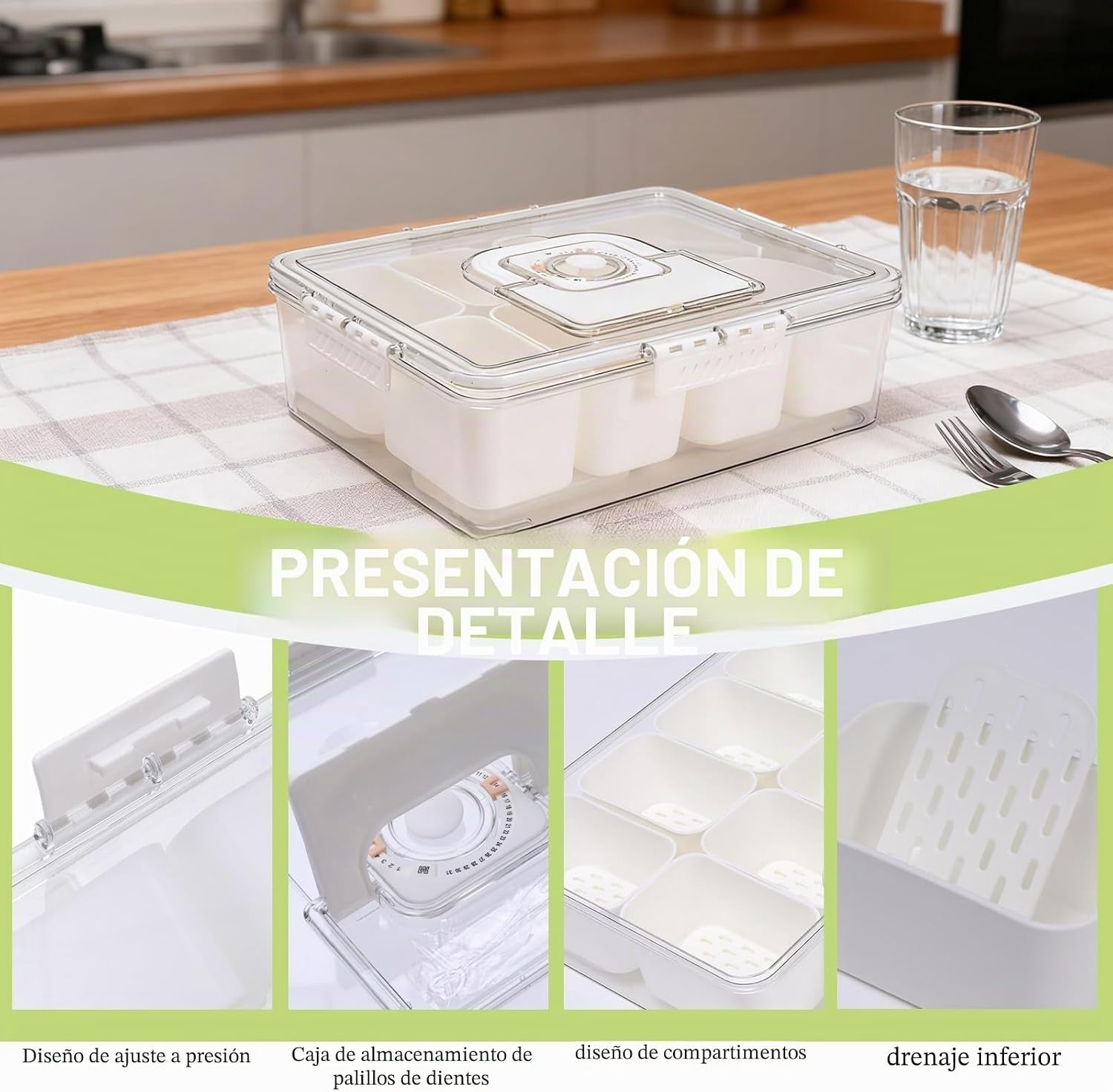 Nevera Portátil Con Asas Para Picnic, Viajes Y Fiestas Al Aire Libre, Con Compartimento Para Hielo Para Aperitivos Frescos, Frutas Y Verduras, Práctico Organizador Para Viajes