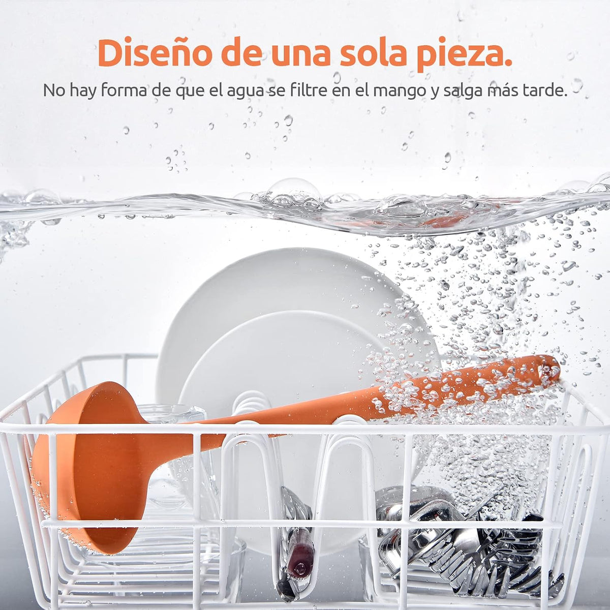 U-Taste 34 Cm Cucharón Silicona Sopa, Resistente Calor 315℃, Naranja