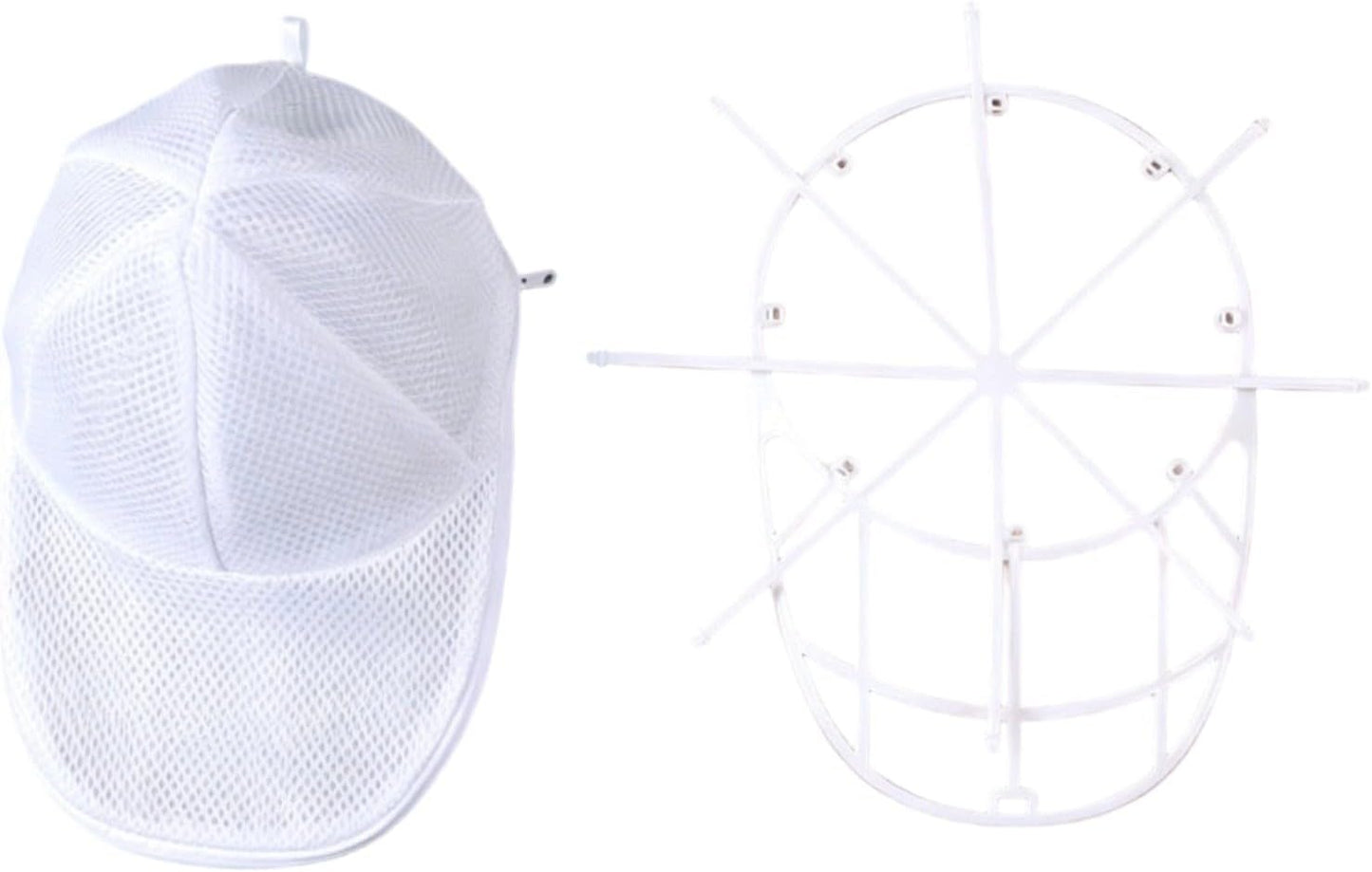 Estante De Lavado De Gorras, Paquete De 2 Marcos De Arandela De Sombreros Con Red Protectora Integrada Para Broches De Béisbol, Evita La Deformación En La Máquina De Lavandería, Blanco (2