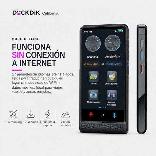 California, Traductor De Idiomas Instantáneo De Voz 2026, Sin Wifi Sin Datos, Pantalla Táctil 4 Pulgadas, Aleación De Aluminio, 142 Idiomas Online 22 Offline, Traductor Con IA