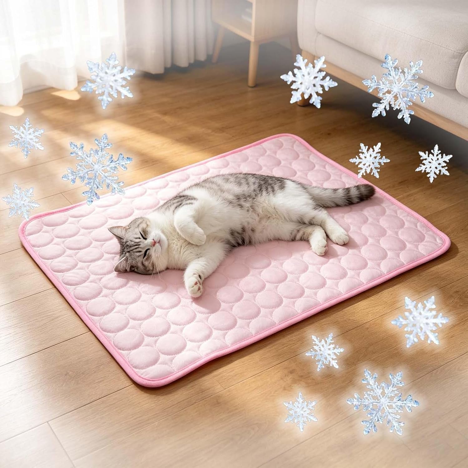 Manta Refrescante Para Perros Alfombrilla Refrescante Perro Gatos Esterilla Refrigerante Autorefrigerante Mascotas Manta Fria Lavable Antideslizante Portátil Para Interior Exterior,Coche,Viajes 18