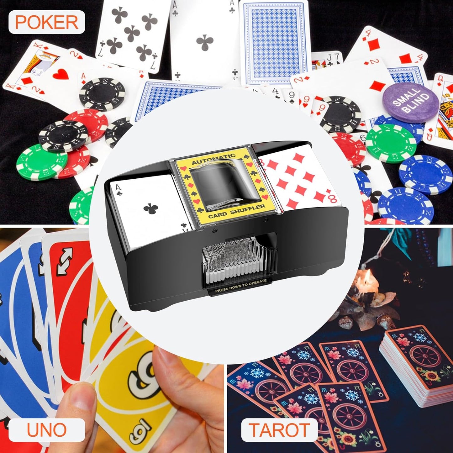 Barajador De Cartas Automático, Repartidor De Cartas Giratorio, Mezclador De Cartas De Póker, Card Shuffler, Máquina Barajadora De Cartas, Máquina Mezcladora De Tarjetas, Para UNO, Blackjack | Mezclador De Cartas De Póker, Card Shuffler, Máquina Barajadora De Cartas, Máquina Mezcladora De Tarjetas Para UNO, Blackjack