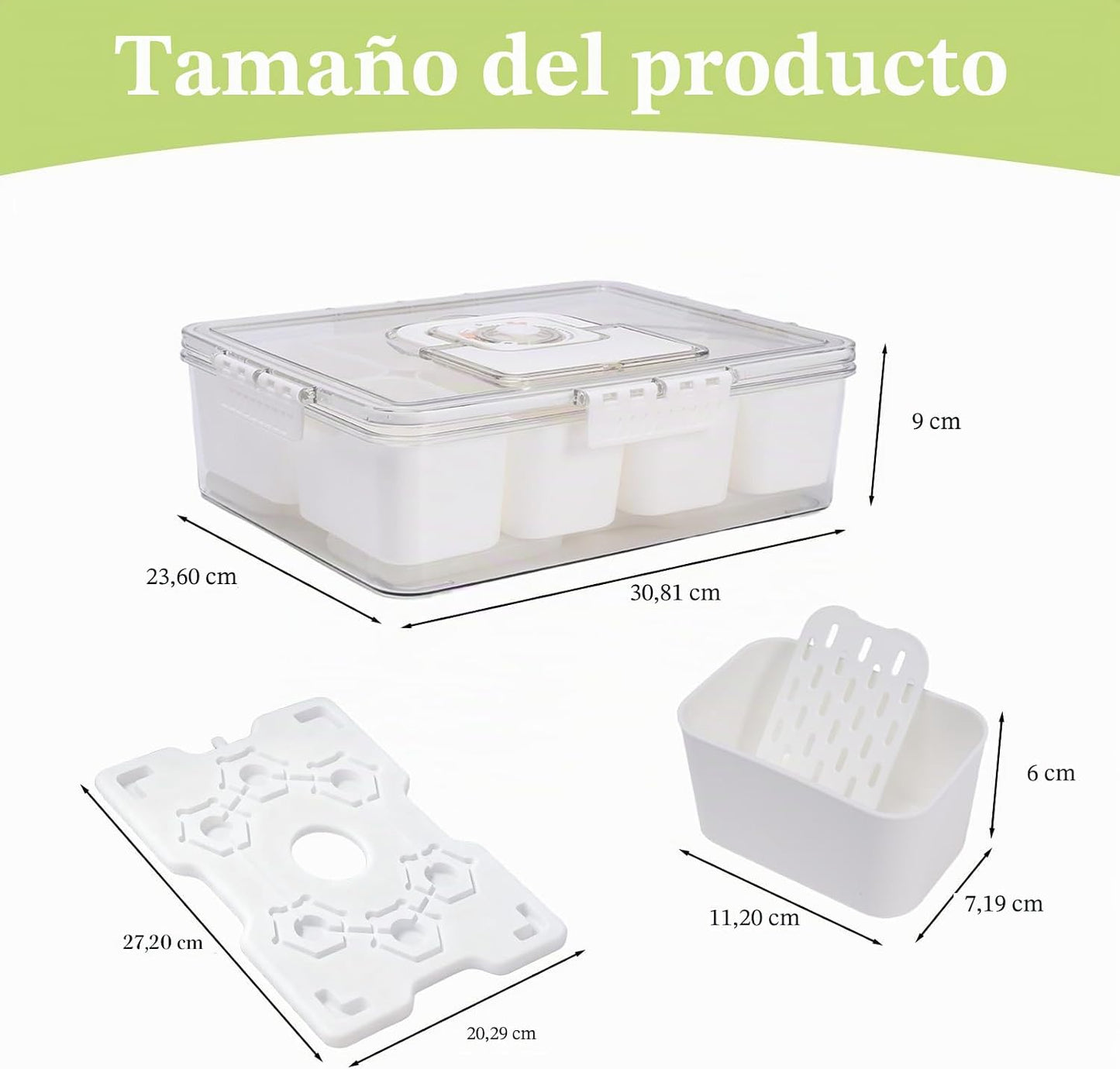 Nevera Portátil Con Asas Para Picnic, Viajes Y Fiestas Al Aire Libre, Con Compartimento Para Hielo Para Aperitivos Frescos, Frutas Y Verduras, Práctico Organizador Para Viajes