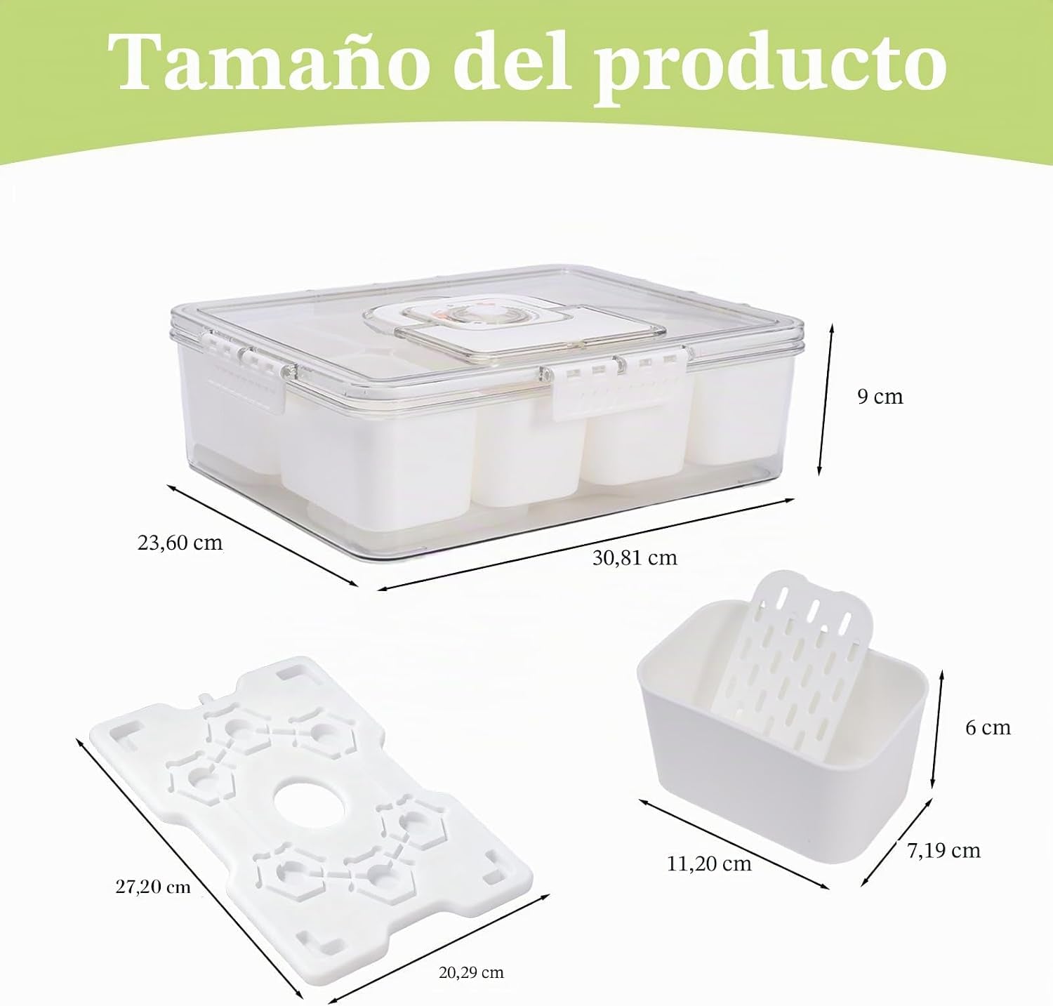 Nevera Portátil Con Asas Para Picnic, Viajes Y Fiestas Al Aire Libre, Con Compartimento Para Hielo Para Aperitivos Frescos, Frutas Y Verduras, Práctico Organizador Para Viajes