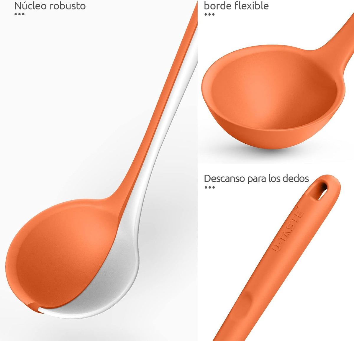 U-Taste 34 Cm Cucharón Silicona Sopa, Resistente Calor 315℃, Naranja