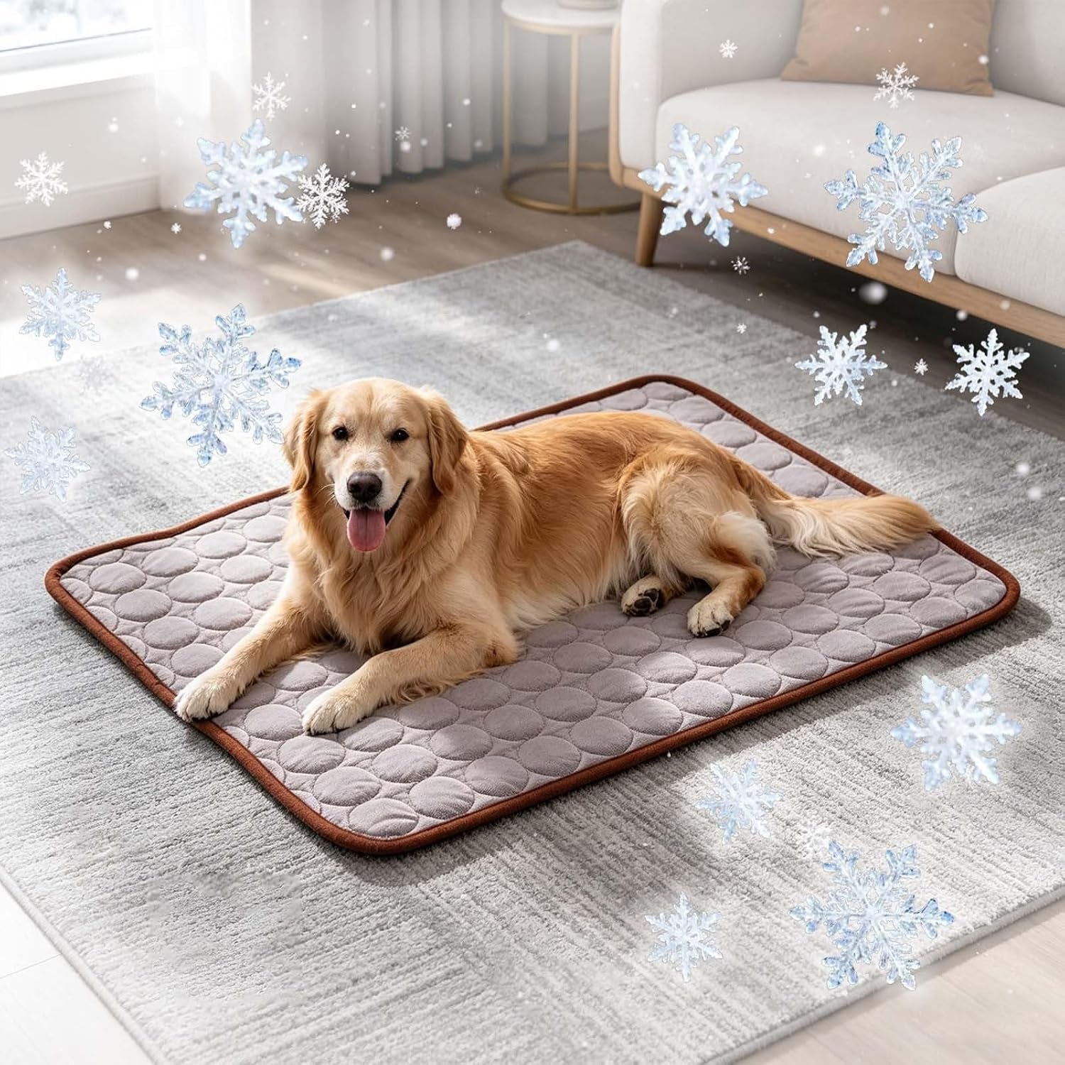 Manta Refrescante Para Perros Alfombrilla Refrescante Perro Gatos Esterilla Refrigerante Autorefrigerante Mascotas Manta Fria Lavable Antideslizante Portátil Para Interior Exterior,Coche,Viajes 18