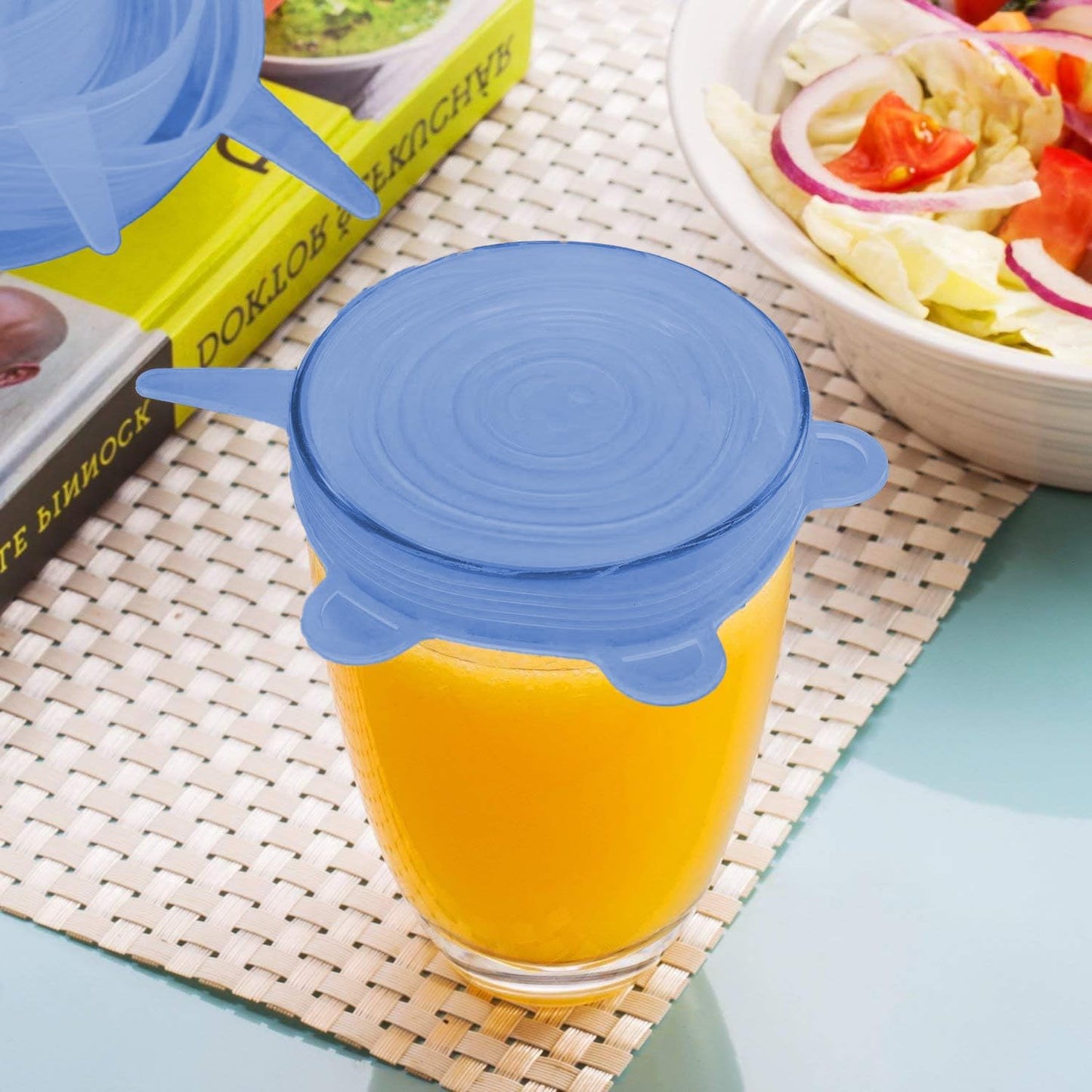Tapas De Silicona Elásticas, Juego De 6 Unidades, Tapas Reutilizables De Silicona Para Almacenar Y Sellar Alimentos