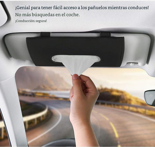 Porta Pañuelos Para Coche De Cuero PU Negro, Caja Pañuelos Coche Para Parasol Universal, Servilletero Automóvil Para Asiento Trasero Y Puerta, Soporte Accesorios Interior Prácticos, Car Tissue Holder