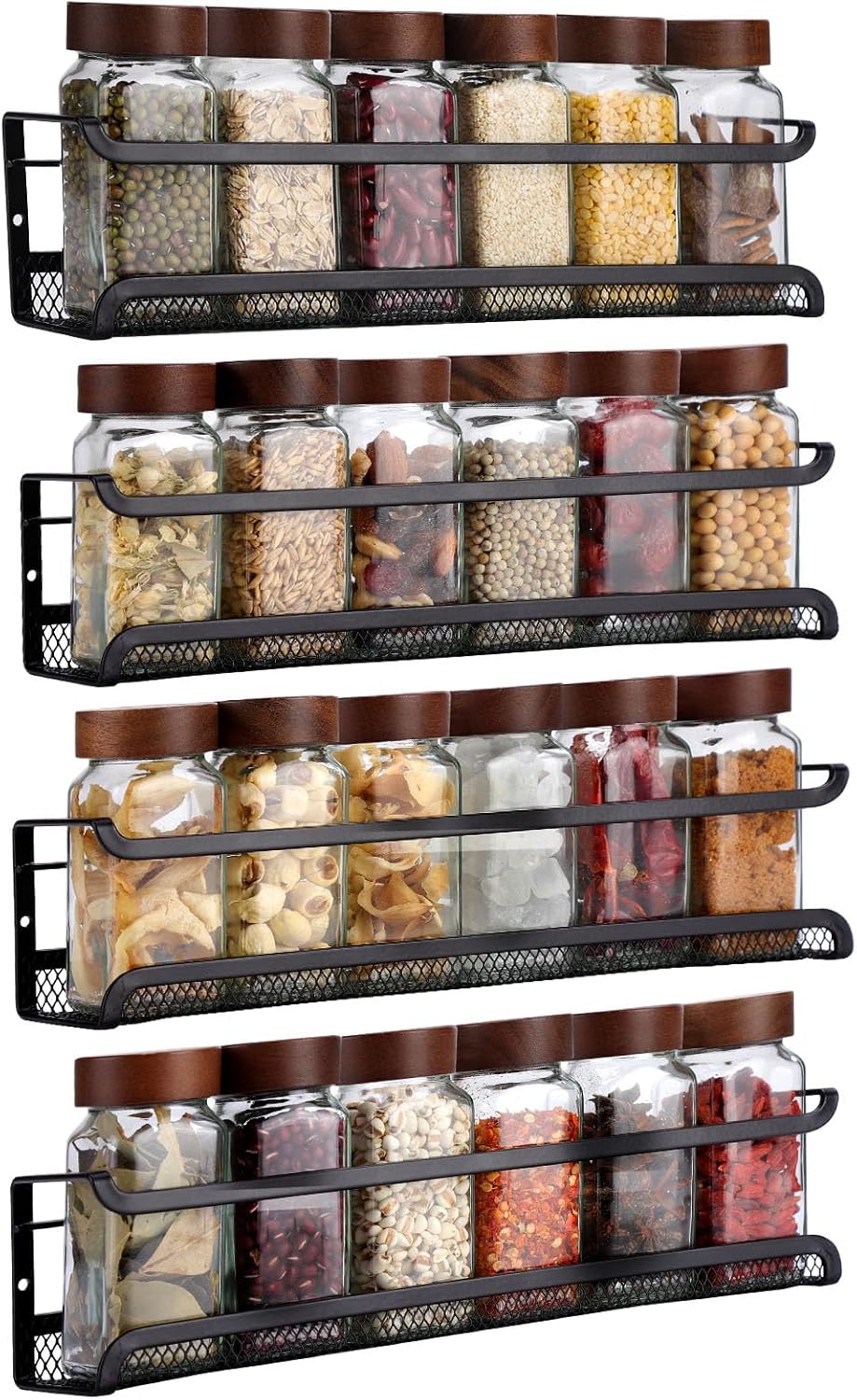 Estante Magnético Para Especias,Juego De 4(2 Grandes,2 Medianas),Organizador De Cocina Sin Taladrar Con Imanes Potentes,Para Nevera,Horno,Microondas Y Toda La Casa,Negro