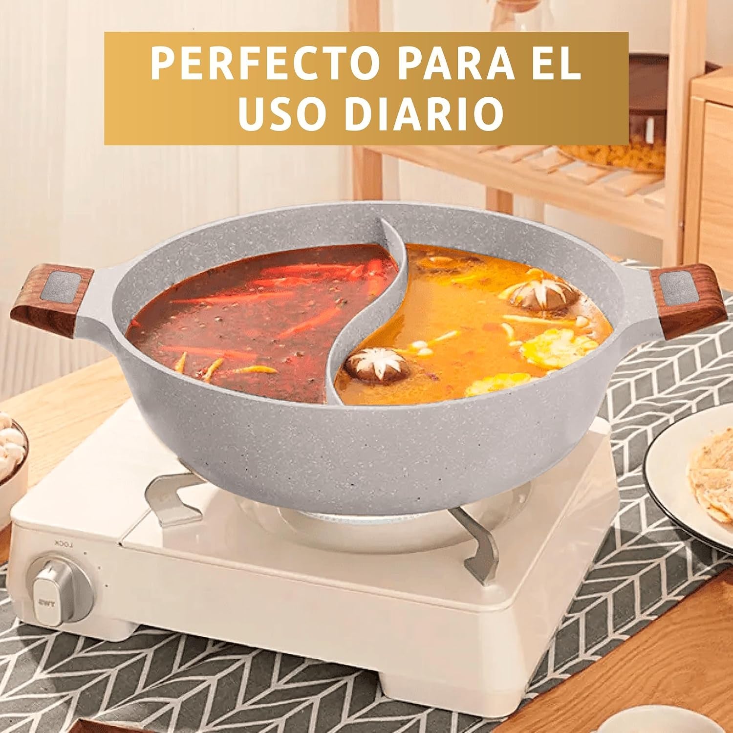 JUPPLIES - Cacerola De Cocina 18 Cm Con Separador Para Doble Cocinado - Sarten De Aluminio Fundido Y Antiadherente Con Tapa De Cristal - Para Todo Tipo De Cocinas - Inducción Y Vitroceramica