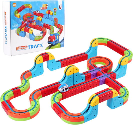 68 Piezas Tren Eléctrico, Trens Magnetico Juguete Incluye Tren Eléctrico Antigravedad, Señales De Tráfico Y Un Diseño De Pista Incrustado En 3D, Regalos