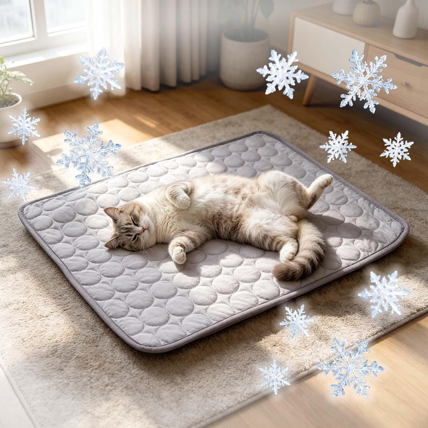 Manta Refrescante Para Perros Alfombrilla Refrescante Perro Gatos Esterilla Refrigerante Autorefrigerante Mascotas Manta Fria Lavable Antideslizante Portátil Para Interior Exterior,Coche,Viajes 18