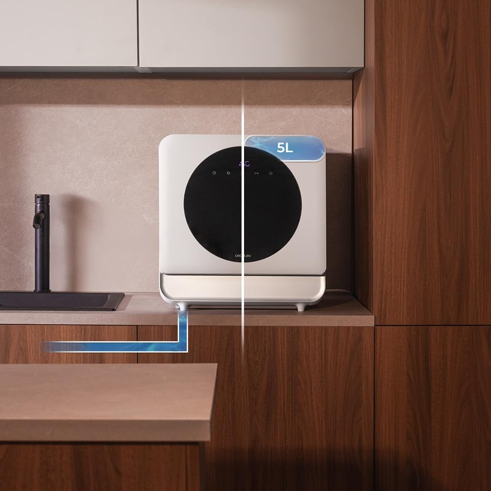 Cecotec Lavavajillas Compacto Libre Instalación Sobremesa Bolero Aguazero 1100. 3 Cubiertos, Bajo Consumo, 6 Programas, Touch Control Panel, Funciones Como Long Storage Y Delay Start, Blanco
