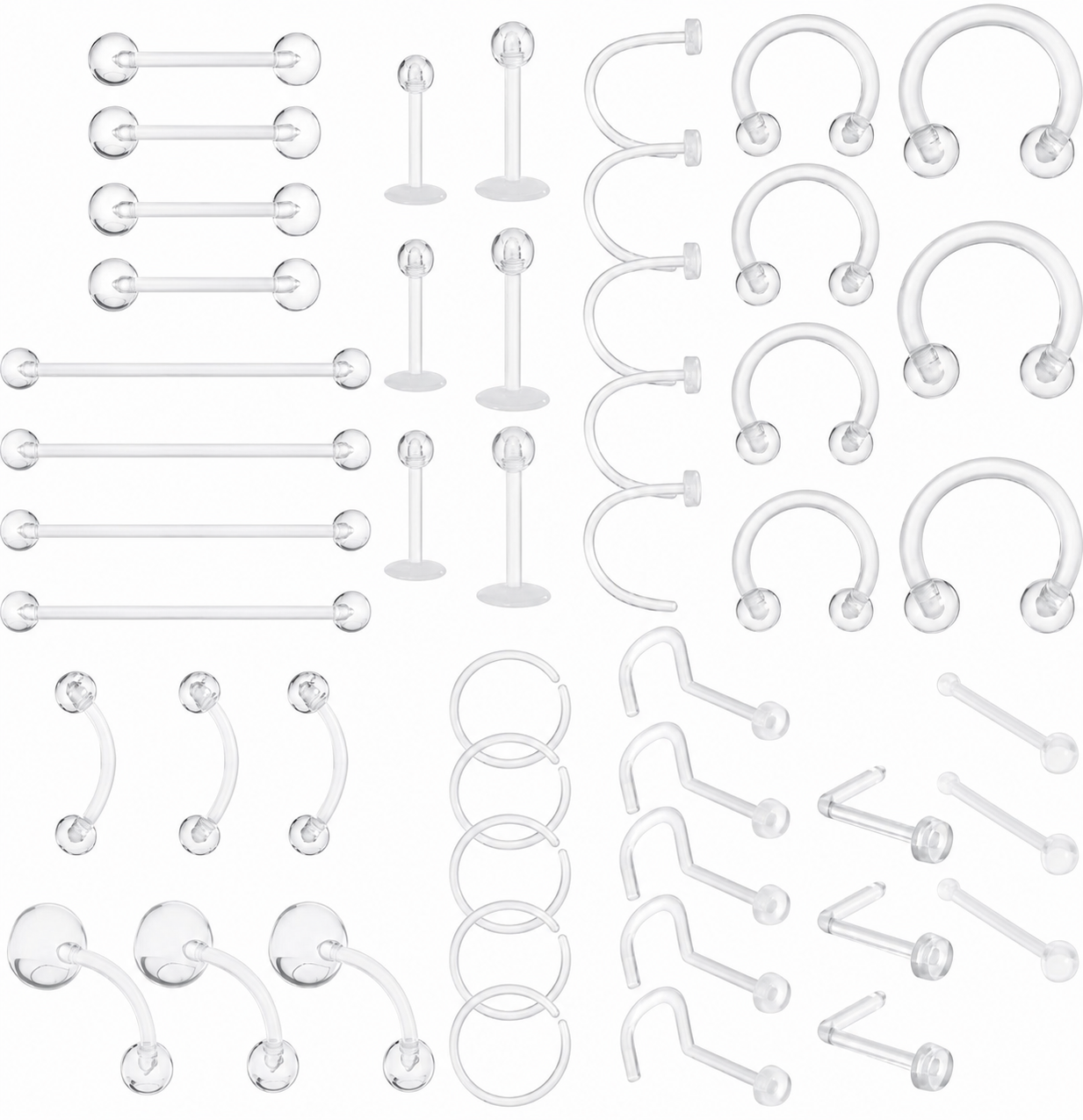 48 Piercings Acrílicos Transparentes