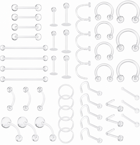 48 Piercings Acrílicos Transparentes