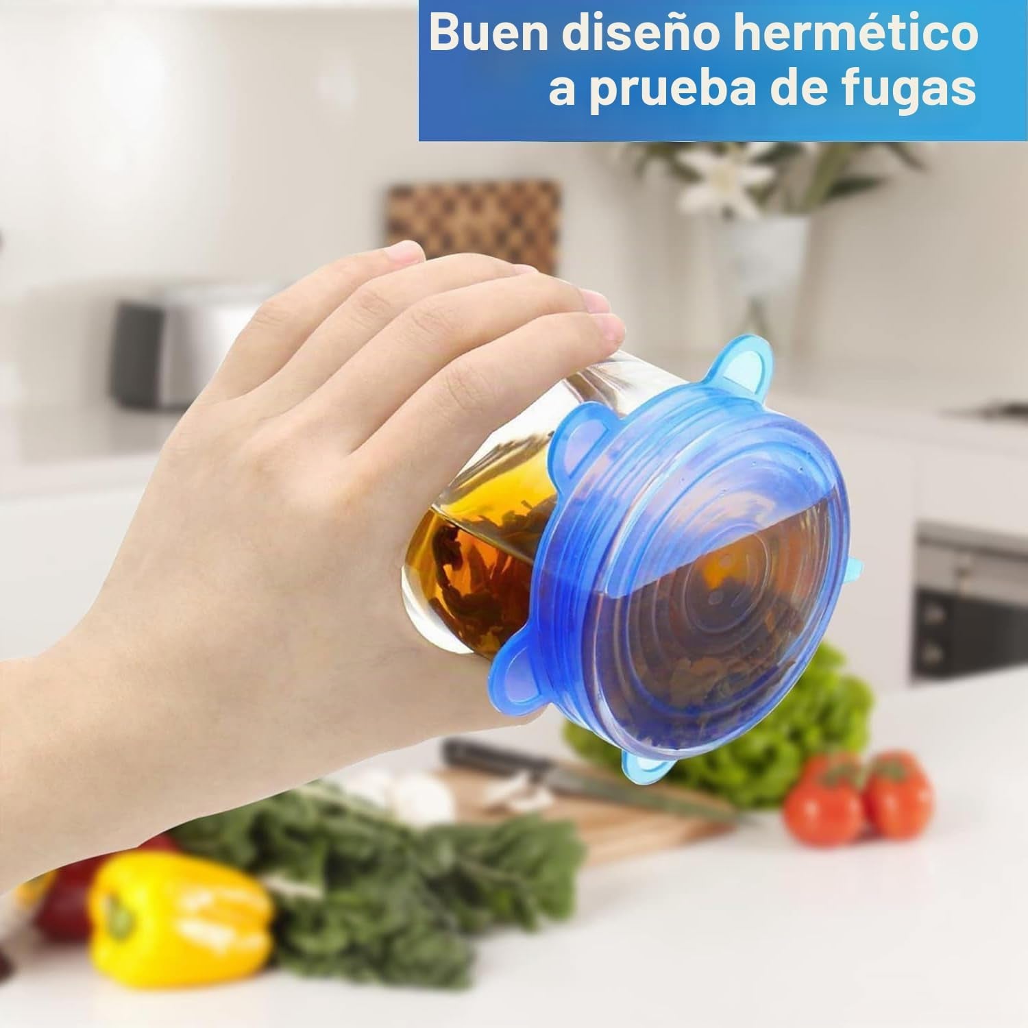 Tapas De Silicona Elásticas, Juego De 6 Unidades, Tapas Reutilizables De Silicona Para Almacenar Y Sellar Alimentos