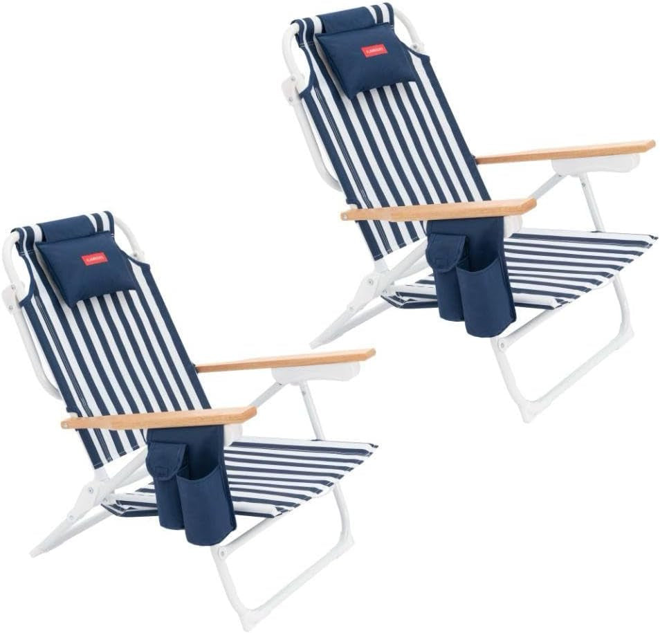 Flamingueo Silla Playa Plegable - Reclinable 5 Posiciones - Agujero Cabeza Y Brazos - Reposapiés 3 Posicones - Asas Mochila - Bolsillo Insulado Y Posavasos - Aluminio Y Poliéster - Amarillo