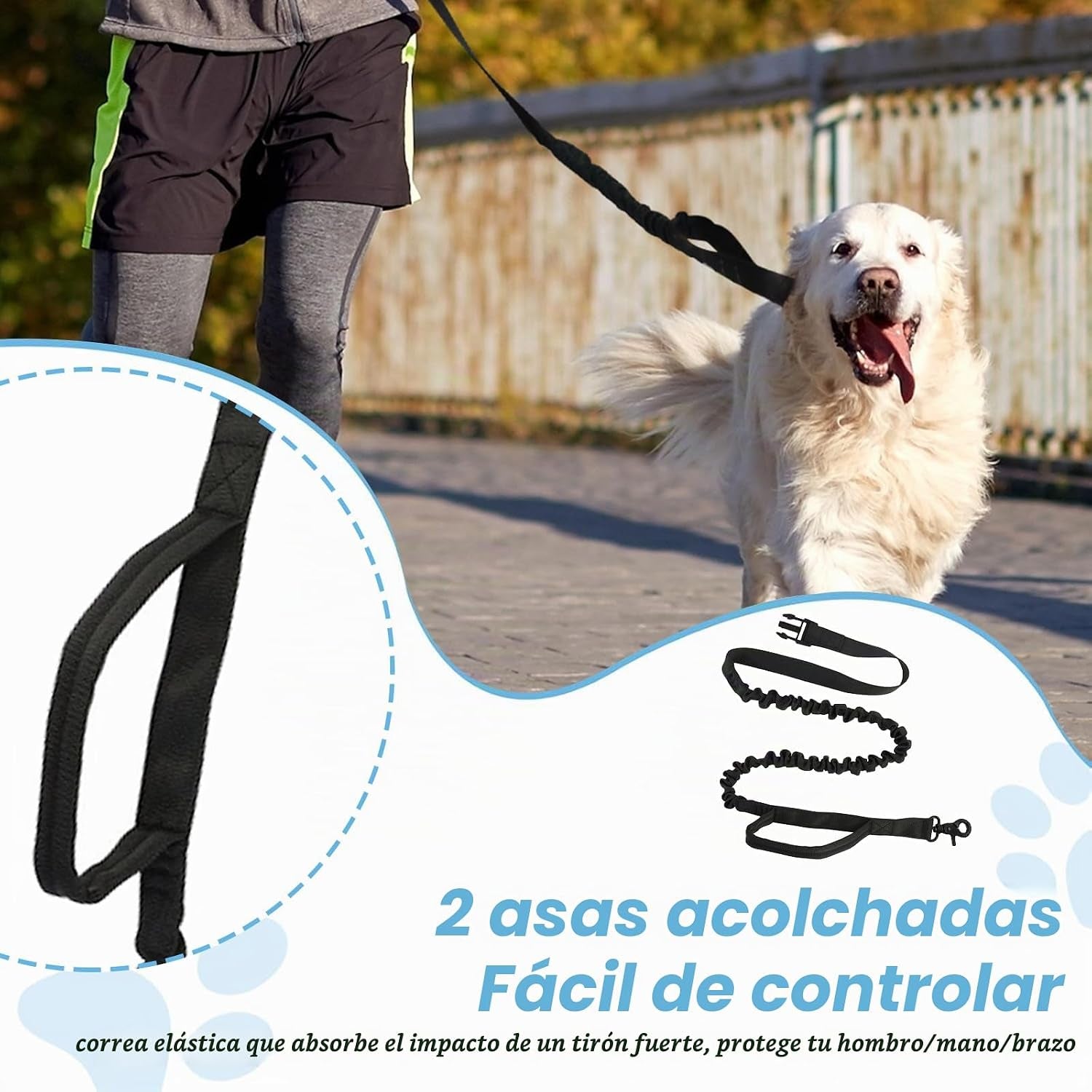 Correa Perro Cintura, 1.25 M-2.2 M Belt Perro Manos Libres Elástica Con Bolsillo, Correa Running Perro Belt, Con Costuras Reflectantes, Para Entrenar, Caminar, Trotar Y Correr Con Tu Mascota