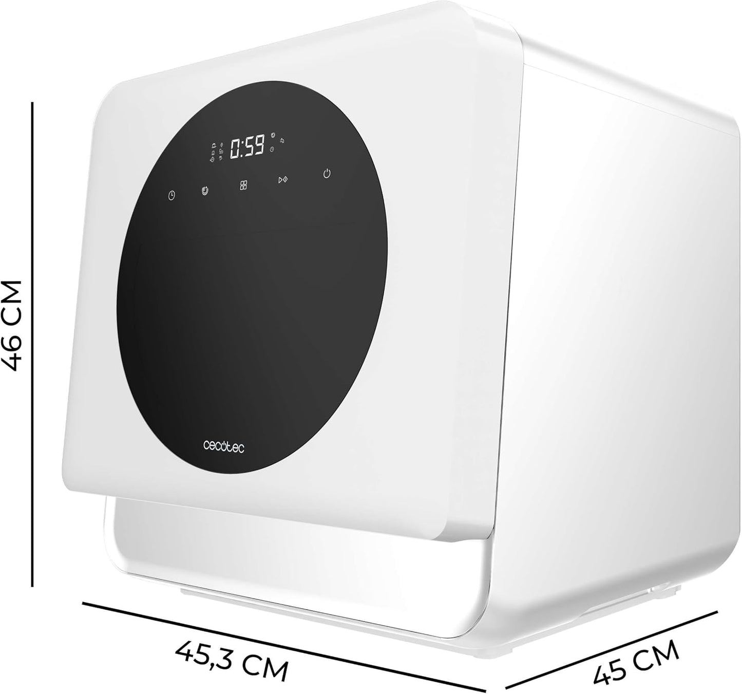 Cecotec Lavavajillas Compacto Libre Instalación Sobremesa Bolero Aguazero 1100. 3 Cubiertos, Bajo Consumo, 6 Programas, Touch Control Panel, Funciones Como Long Storage Y Delay Start, Blanco