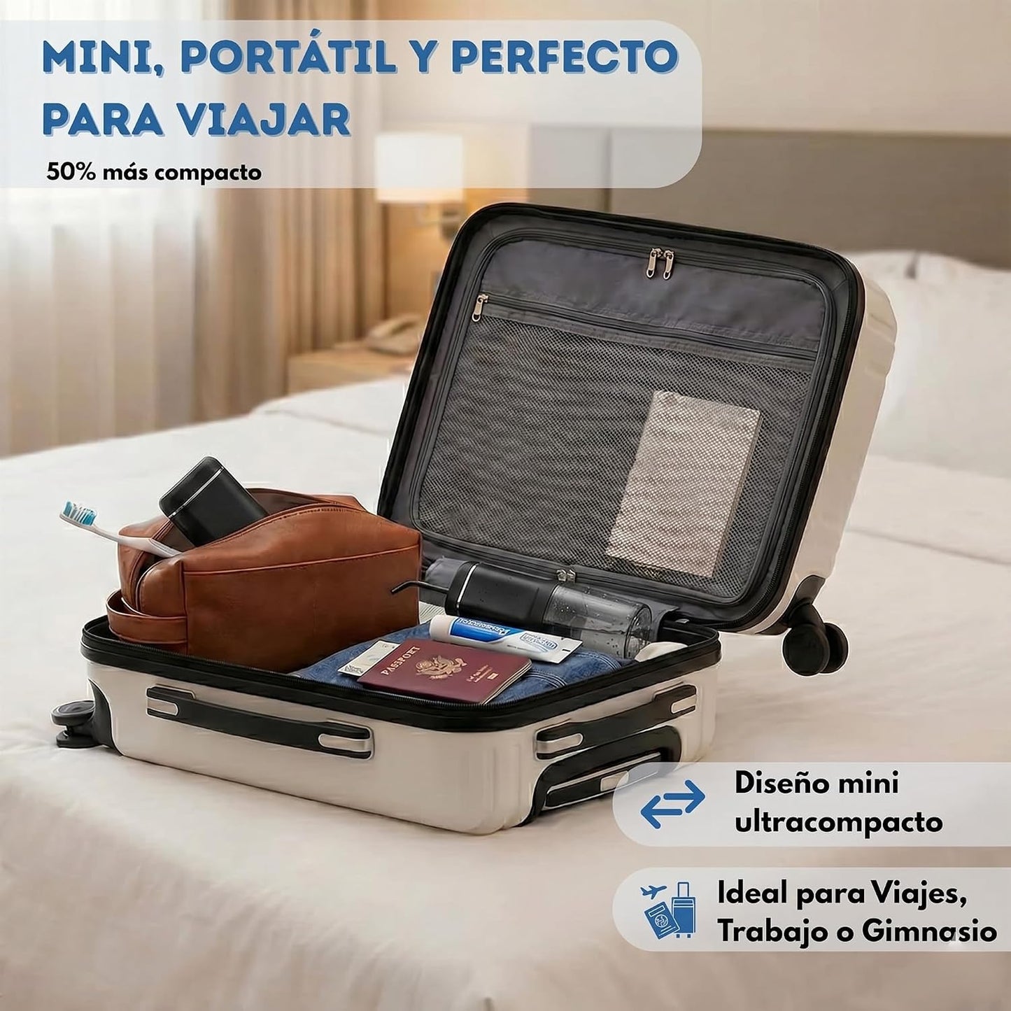 Irrigador Dental Portatil 140 Ml - Irrigador Dental Viaje IPX7 Con 3 Modos Y 4 Boquillas | Mini Irrigador Bucal Recargable Eliminador De Sarro, Limpiador De Dientes Y Encías Para Casa, Viajes (Negro)