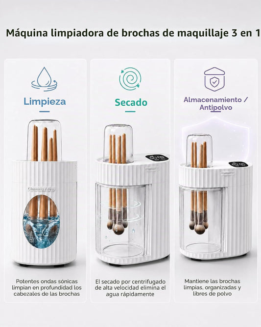 Limpiador Y Secador Eléctrico 3 En 1 Para Brochas De Maquillaje, Máquina Automática USB De Limpieza Profunda, Limpieza Y Secado Rápido Portátil [Sin Quitar Las Brochas]