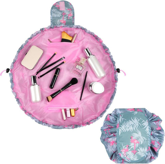 Bolsa De Cosméticos, Bolsa De Cosméticos Viaje, Bolsa Maquillaje Mujer Portátil,Neceser Maquillaje Con Cordón, Bolsa De Maquillaje Con Impermeable Para Mujer(Flamenco)