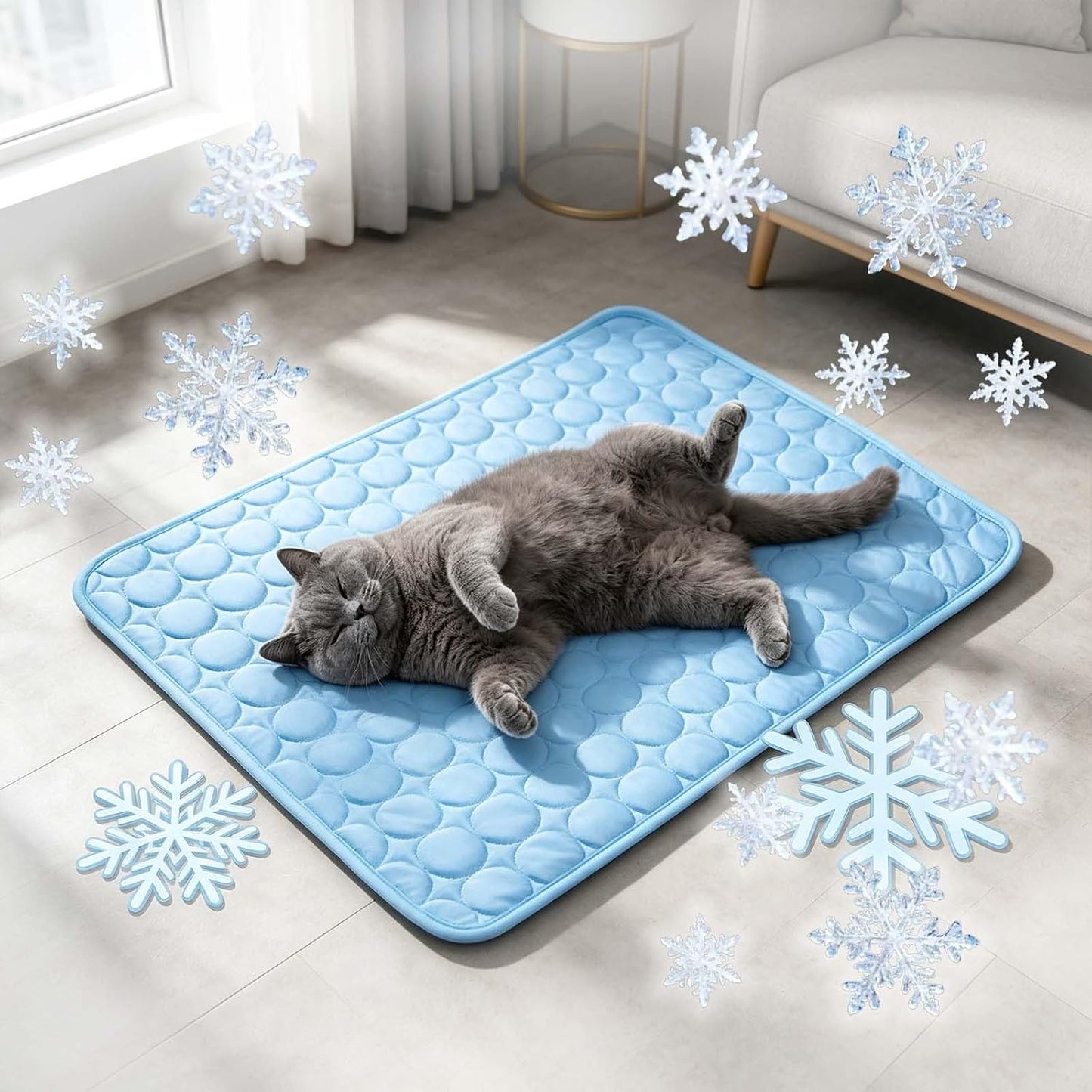 Manta Refrescante Para Perros Alfombrilla Refrescante Perro Gatos Esterilla Refrigerante Autorefrigerante Mascotas Manta Fria Lavable Antideslizante Portátil Para Interior Exterior,Coche,Viajes 18