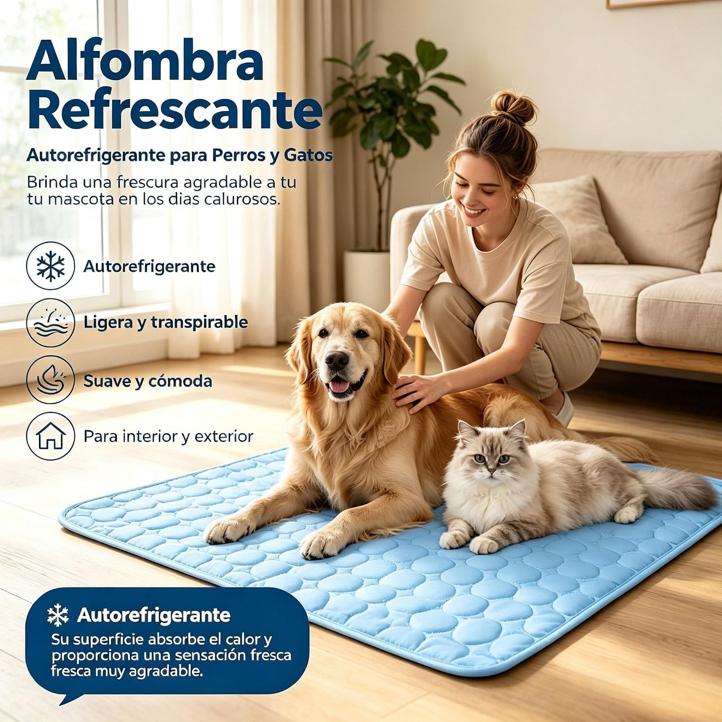 Manta Refrescante Para Perros Alfombrilla Refrescante Perro Gatos Esterilla Refrigerante Autorefrigerante Mascotas Manta Fria Lavable Antideslizante Portátil Para Interior Exterior,Coche,Viajes 18